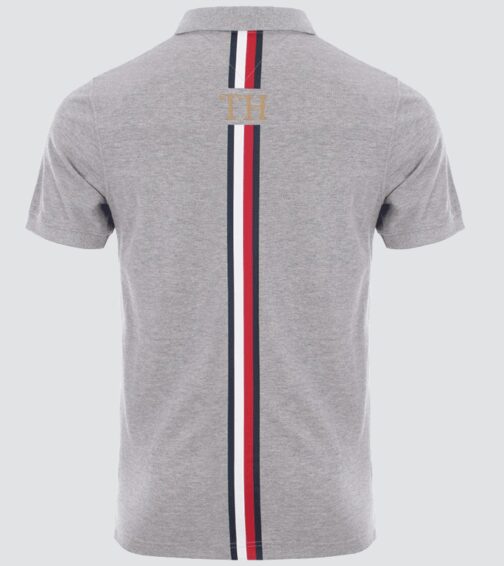 Polo Gris avec bande tricolore au dos