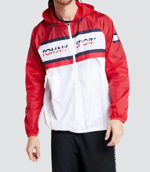 TOMMY SPORT Coupe-Vent Chest Logo 0090 Rouge Blanc