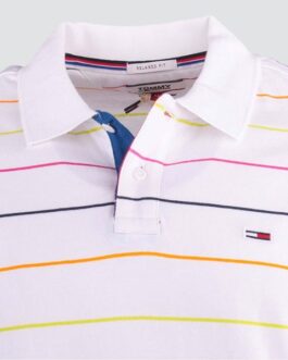 Tommy Jeans Polo à Rayures blanc