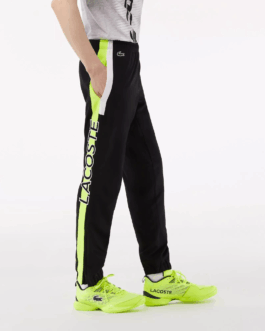LACOSTE – Pantalon jogging – noir et vert fluo