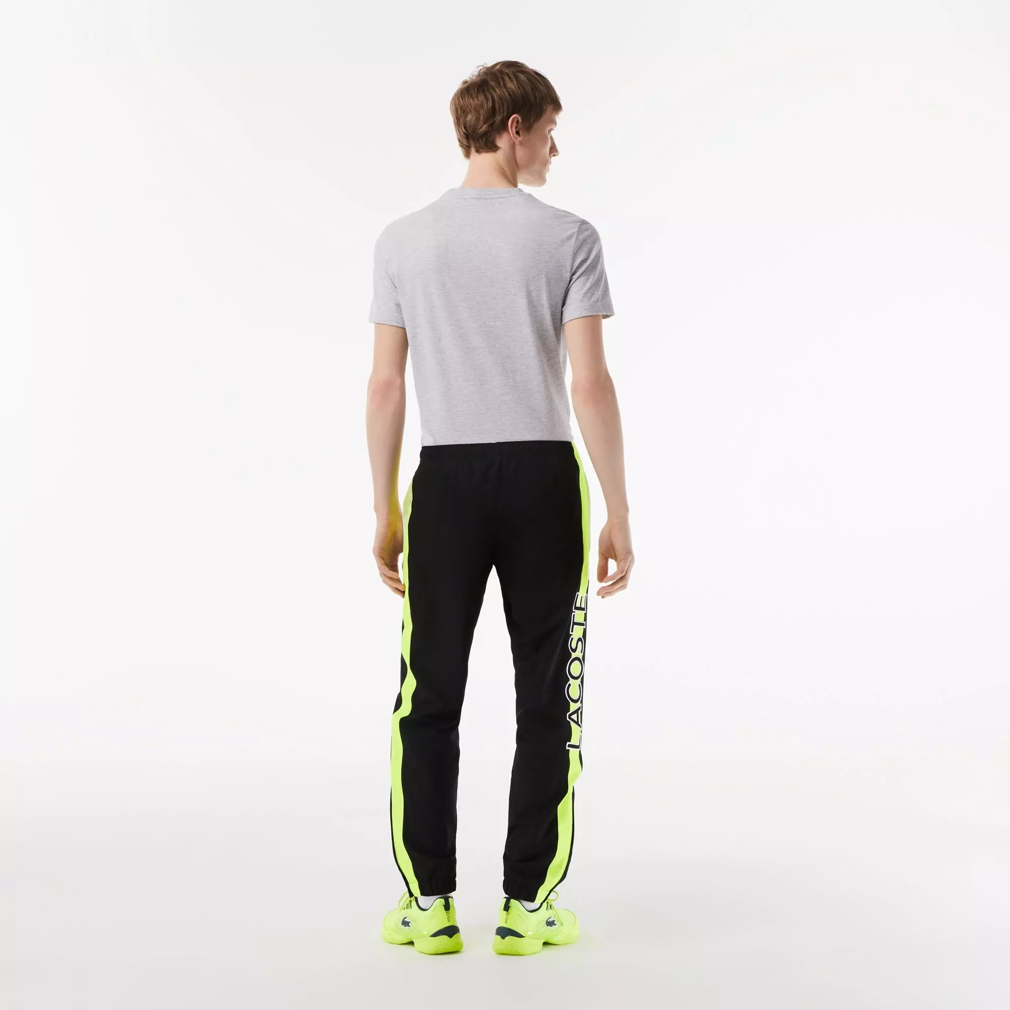 LACOSTE – Pantalon jogging – noir et vert fluo – Image 3