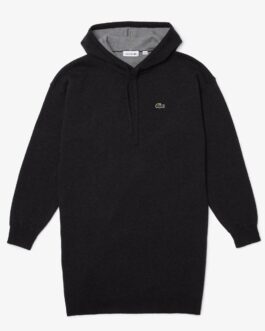 Lacoste – Robe pull en maille  Anthracite chiné